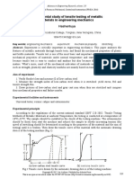 Experimental Study of Tensile Testing of Metallic Materials in Engineering Mechanics