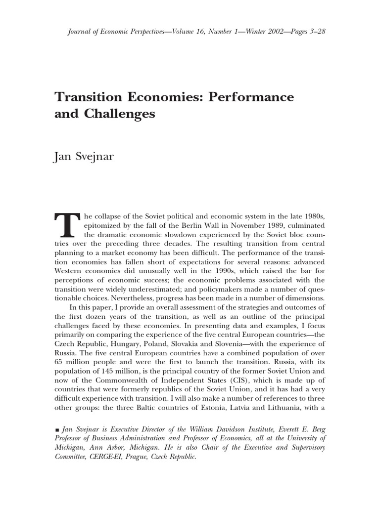 Transition Economies: Challenges & Strategies | PDF | Transition ...