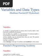 Variables and Data Types: - Shubham Panchal (IIT Hyderabad)