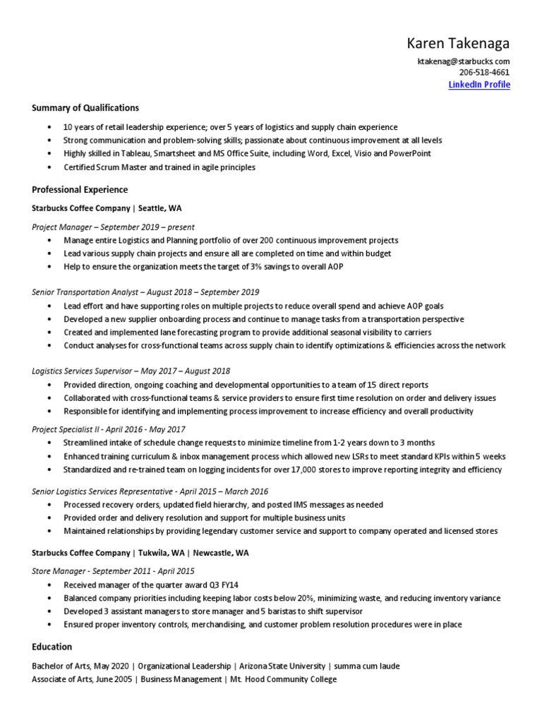 Karen Takenaga Resume | PDF | Logistics | Supply Chain