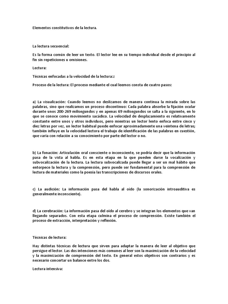 Elementos Clave de la Lectura | PDF | Lingüística | Conceptos psicologicos