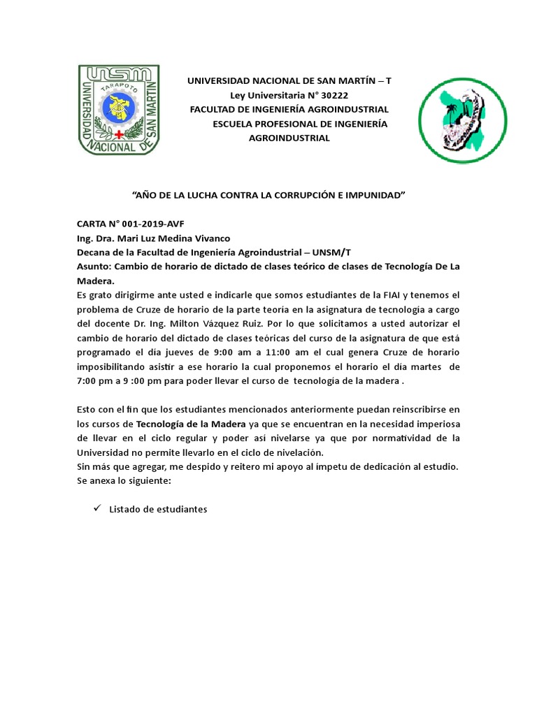 Solicitud de Cambio de Horario