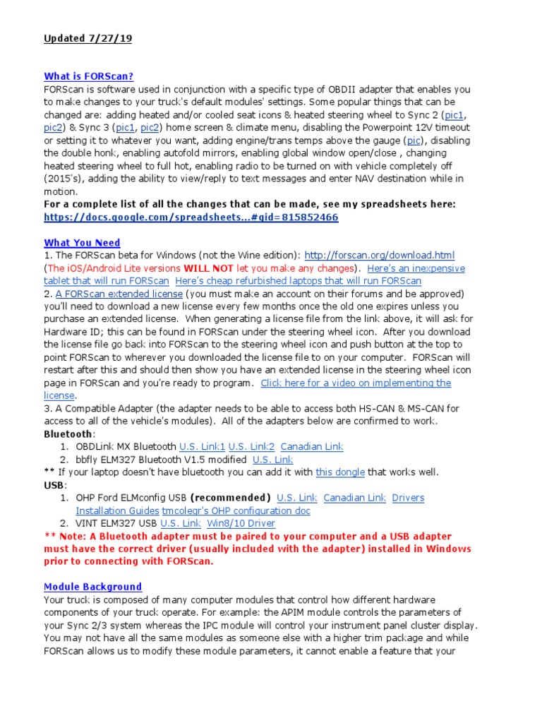 FORScan Tutorial | PDF | Bluetooth | Icon (Computing)
