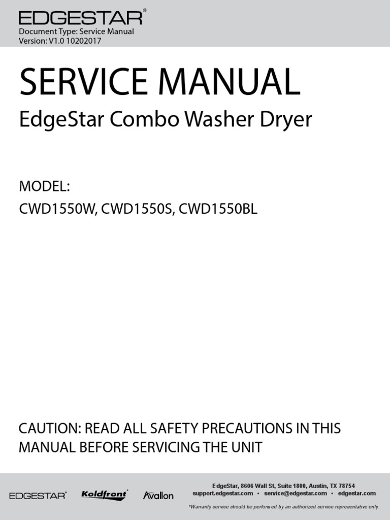 EdgeStar CWD1550 Combo Washer Dryer Service Manual V1.0 10202017 PDF