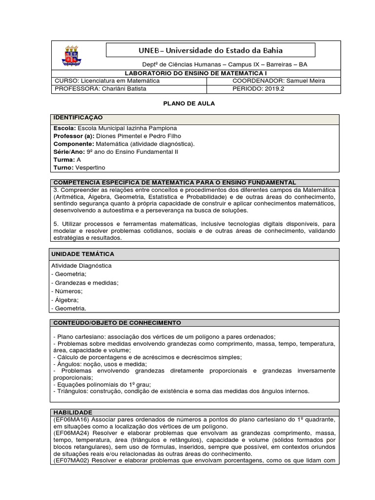 9º ano  Conteúdos de Matemática 9º ano Ensino Fundamental