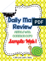 2 ND Grade Daily Math Spiral Review Week 1 FREEBIEFull Year Coming Soon