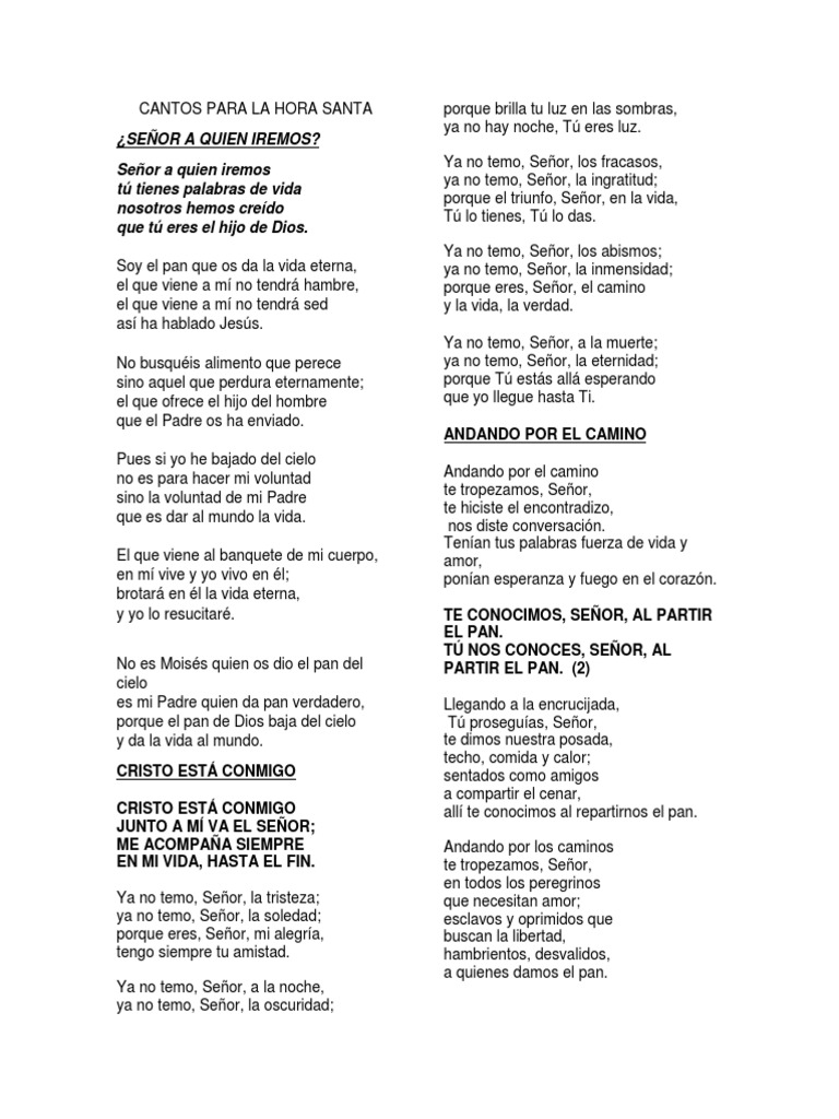 Cantos para La Hora Santa PDF orador del Señor eucaristía