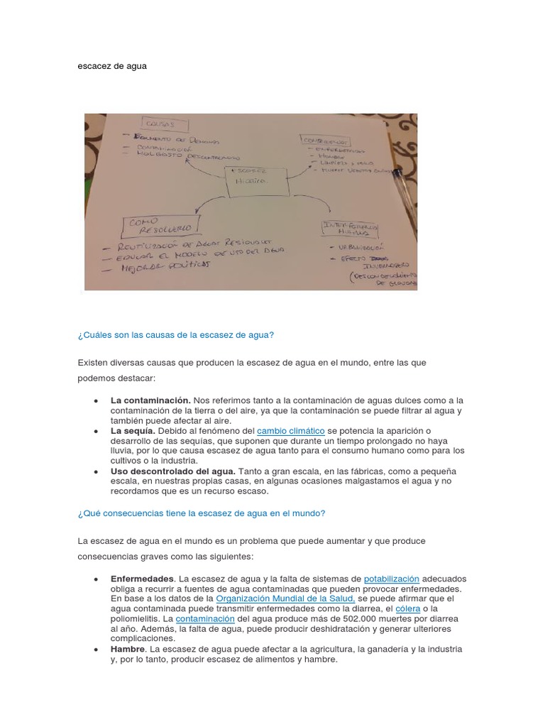 Causas y Consecuencias de la Escasez de Agua | PDF | Escasez de agua | Agua