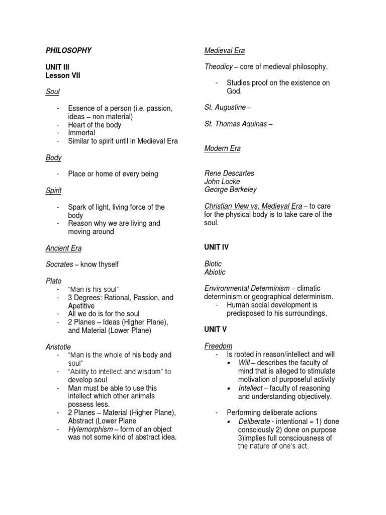 Unit Iii Lesson VII: Philosophy | PDF | Nous | Soul
