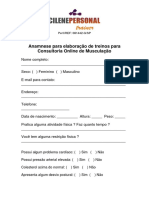 Anamnese para Elaboração de Treinos para Consultoria Online de Musculação