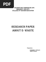 Research Paper About E-Waste: Kolehiyo NG Lungsod NG Lipa Marawoy, Lipa City College of Teacher Education