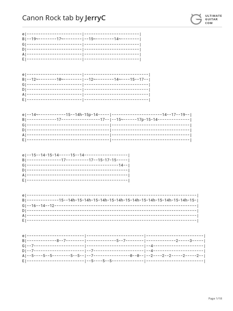 Canon Rock Guitar Tab by JerryC | PDF | Websites | Web 2.0