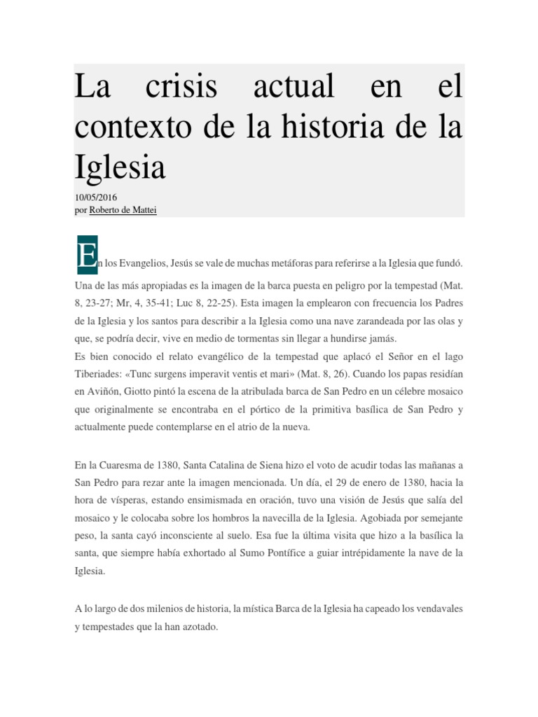 Crisis de La Iglesia | PDF | Papa | Gracia en el cristianismo