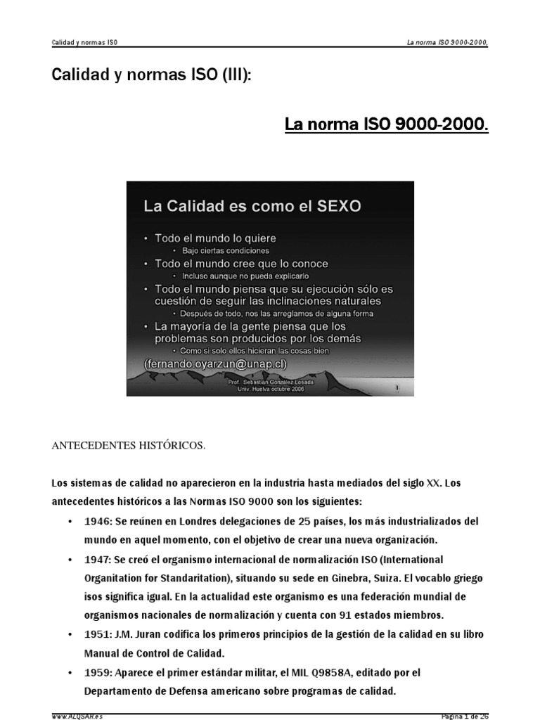 Norma ISO 9000:2000 y Calidad | PDF | Gestión de la calidad | Calidad ...