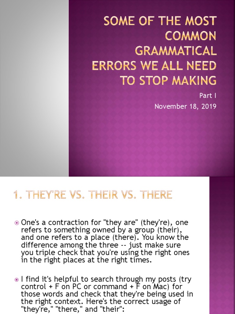 Grammar Mistakes | PDF | Subject (Grammar) | Languages