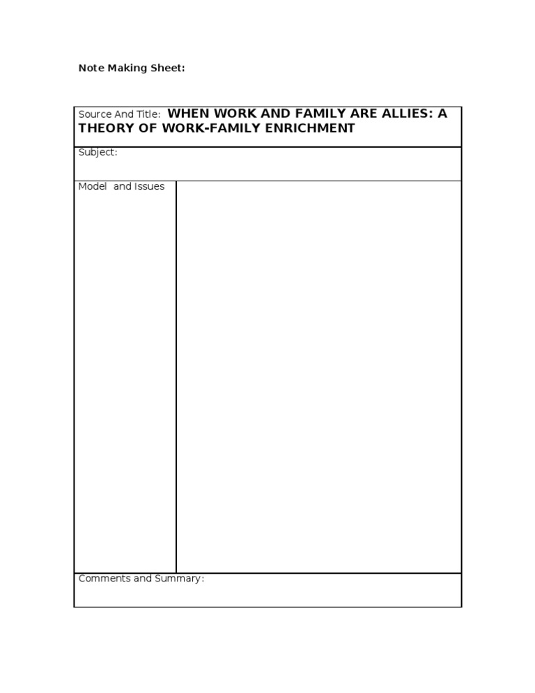 Note Making Sheet | PDF