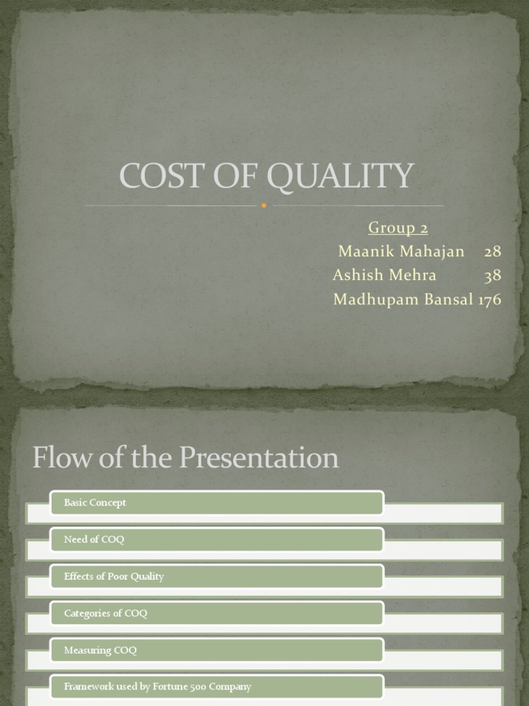 Cost of Quality PDF Cost Audit