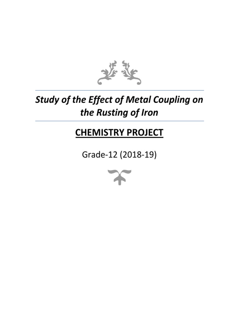 Study of The Effect of Metal Coupling On The Rusting of Iron PDF Rust Oxide