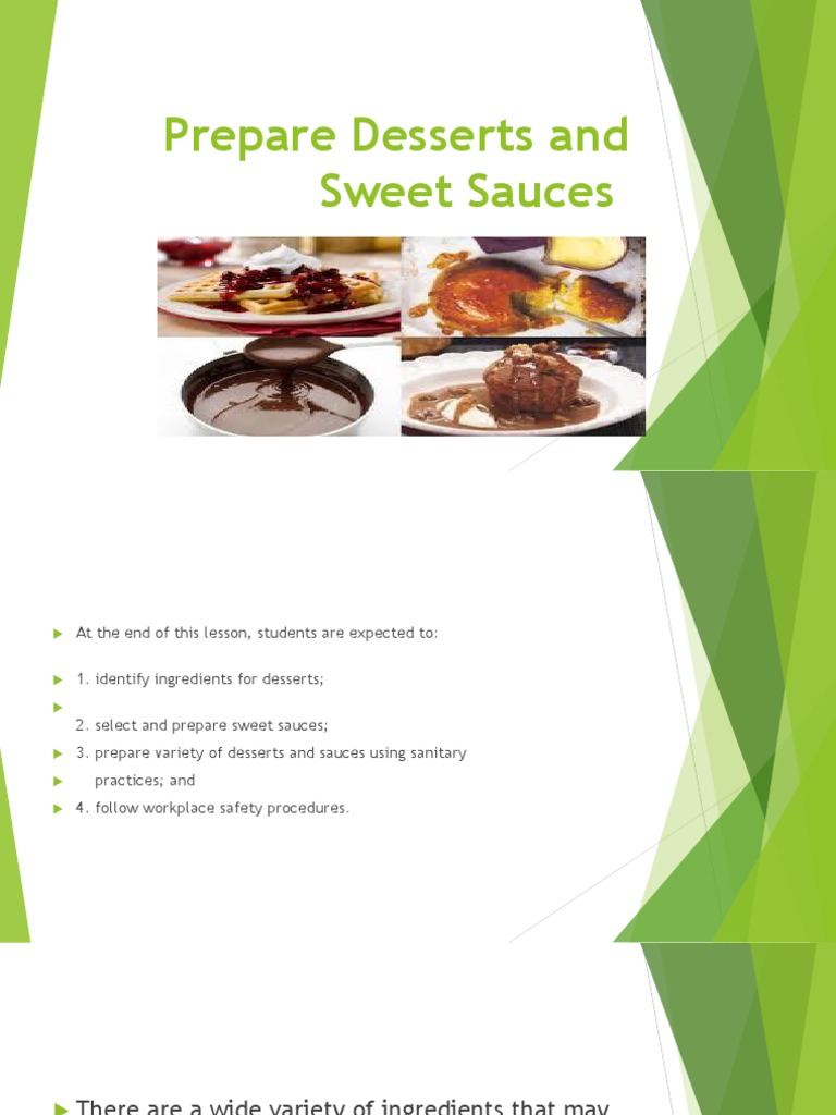 Prepare Desserts and Sweet Sauces PDF Desserts Custard