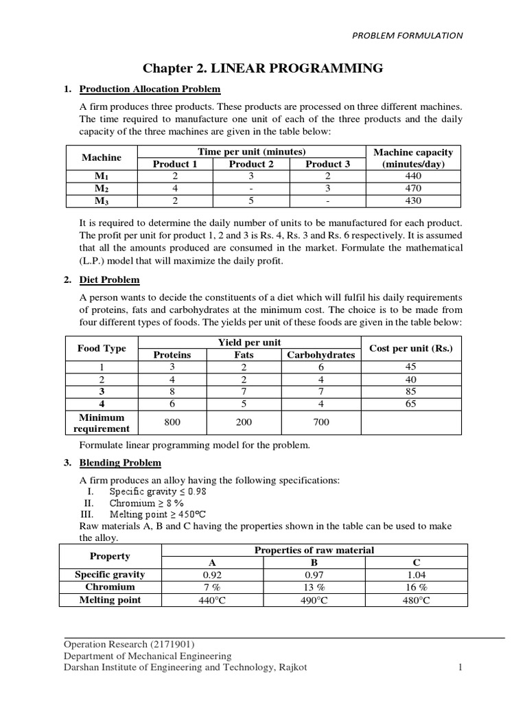 Linear Programming Problem Formulation | PDF | Mathematical ...