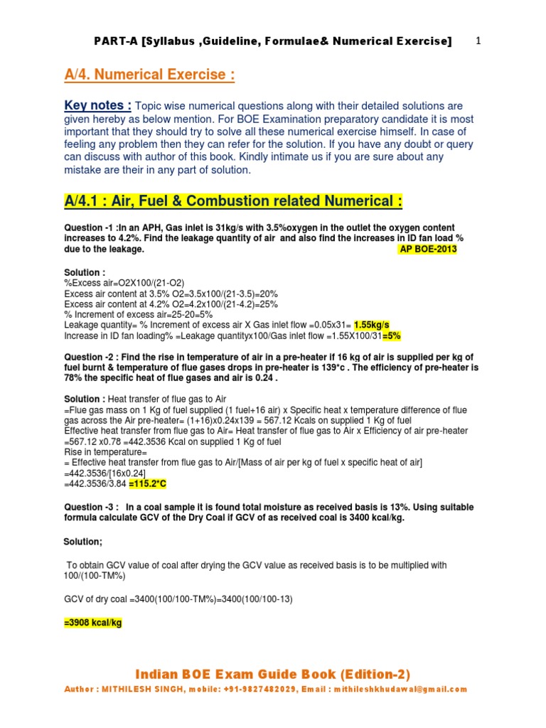 Fully Corrected Numerical Exercise | PDF | Boiler | Horsepower
