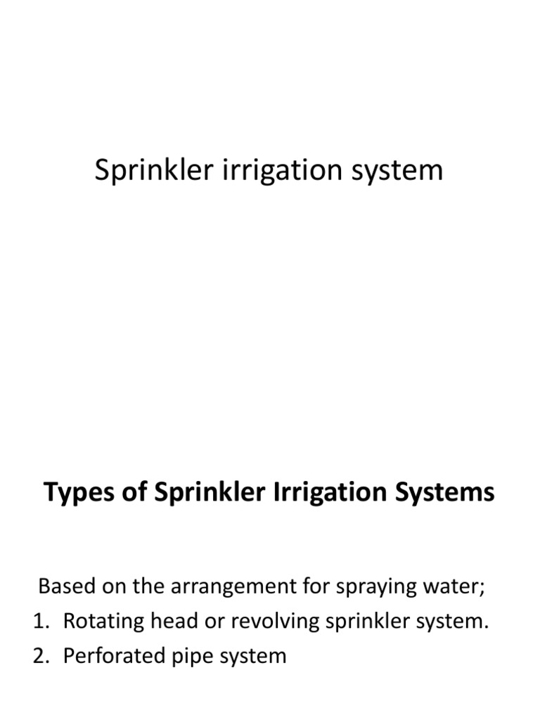 Overview of Sprinkler Irrigation Systems | PDF | Irrigation | Filtration