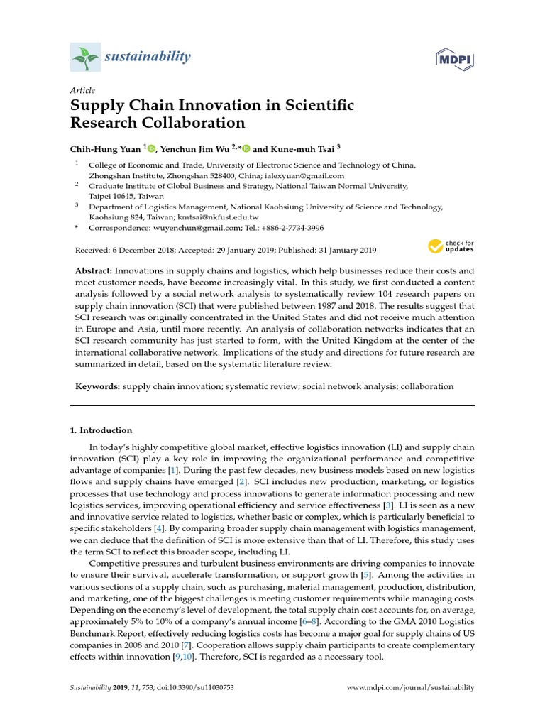 Sustainability 11 00753 | PDF | Supply Chain | Innovation