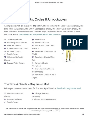 The Sims 4 Cheats, Codes & Unlockables, PDF, Cheating In Video Games