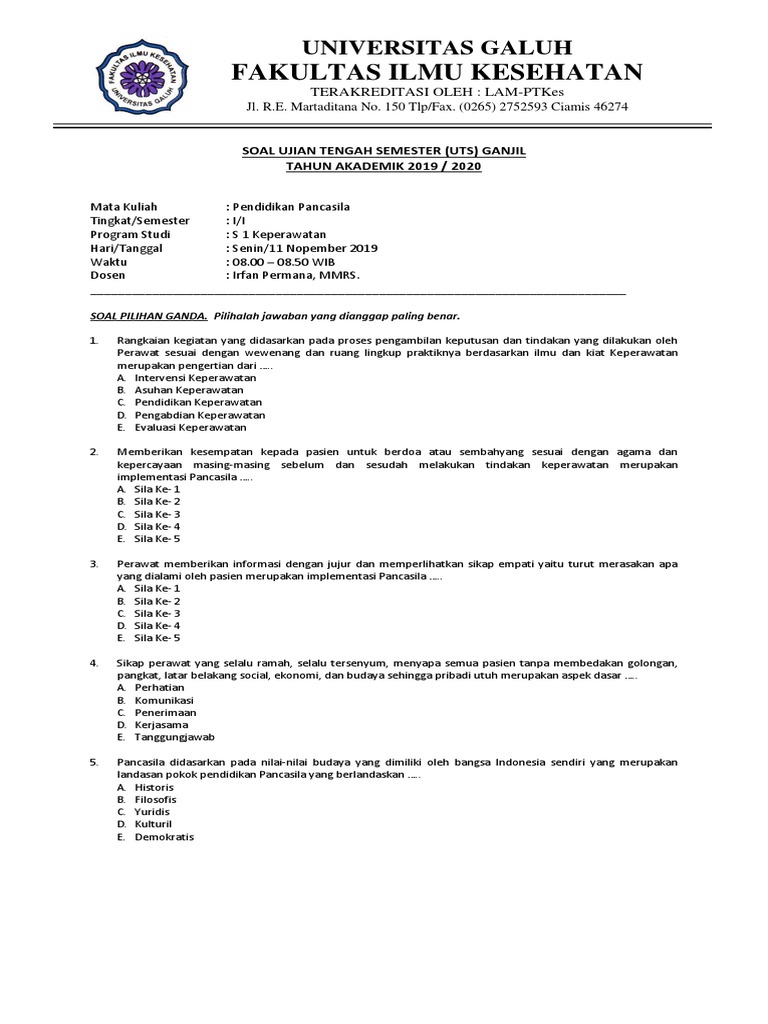 Contoh Soal Uts Keperawatan Maternitas Pilihan Ganda Download File Guru