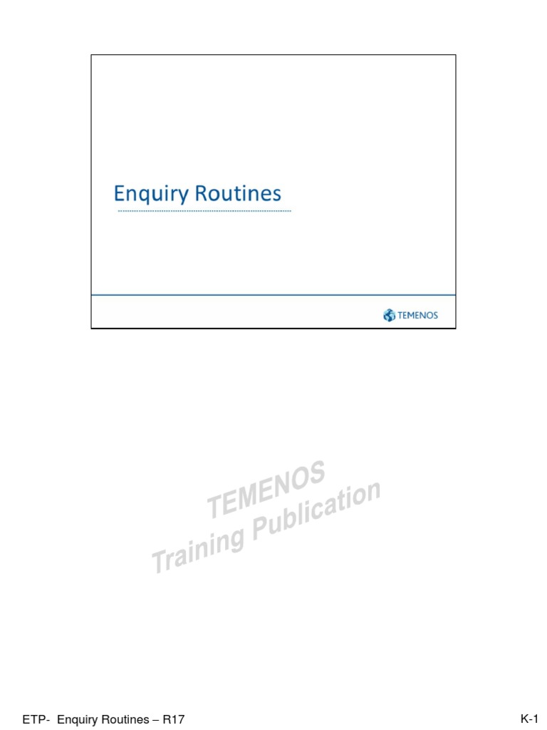 T24 Enquiry Routines Overview | PDF | Subroutine | Parameter (Computer ...