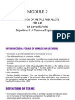 Corrosion of Metals and Alloys CHE 431 Dr. Samuel SANNI Department of Chemical Engineering