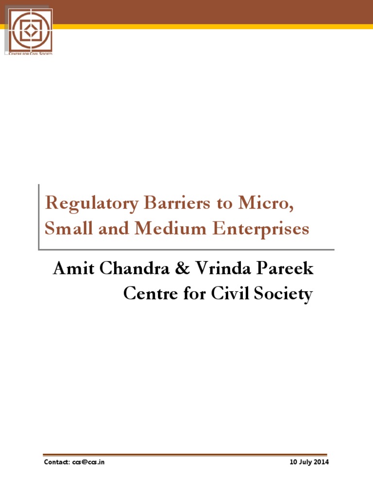 Regulatory Barriers for MSMEs in India | PDF | Small And Medium Sized ...