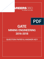 GATE Mining Engineering 2016-2018 Question Paper & Answer Key