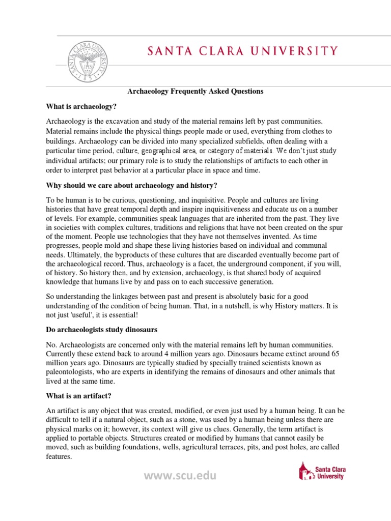 Archaeology Frequently Asked Questions PDF Archaeology Excavation