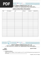 Analysis of Raw Water (Part Analysis) : Date Description PH Chloride Hardness Analysed by