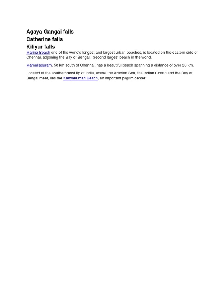 Agaya Gangai Falls Overview | PDF