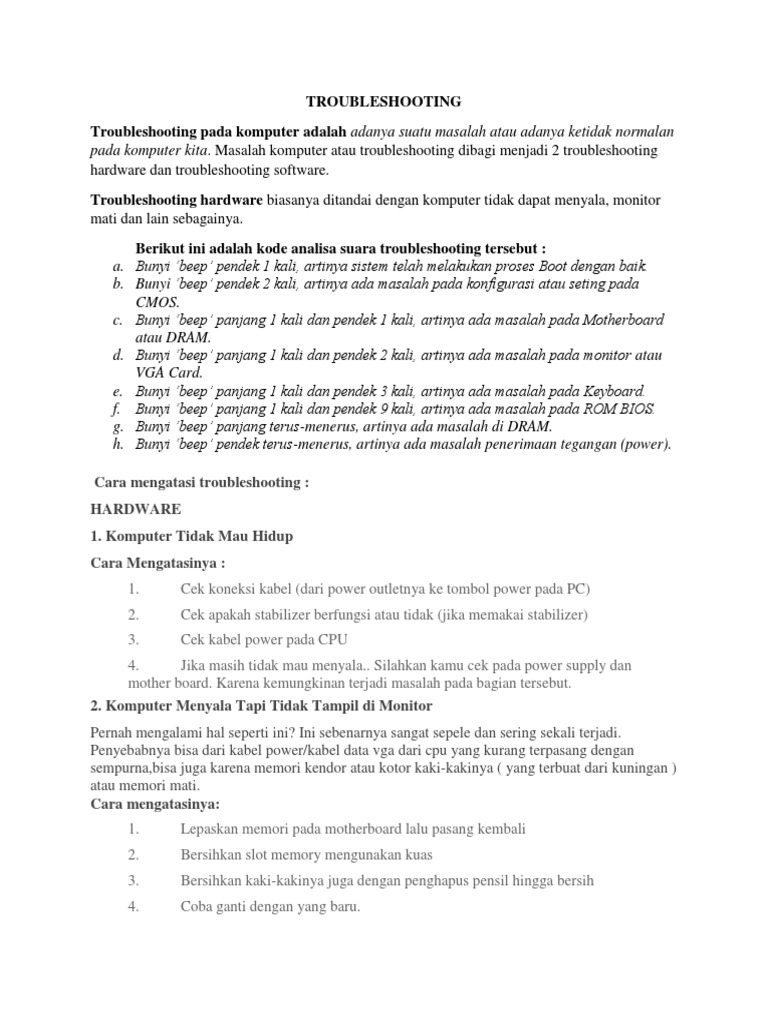 Troubleshooting Komputer Pdf