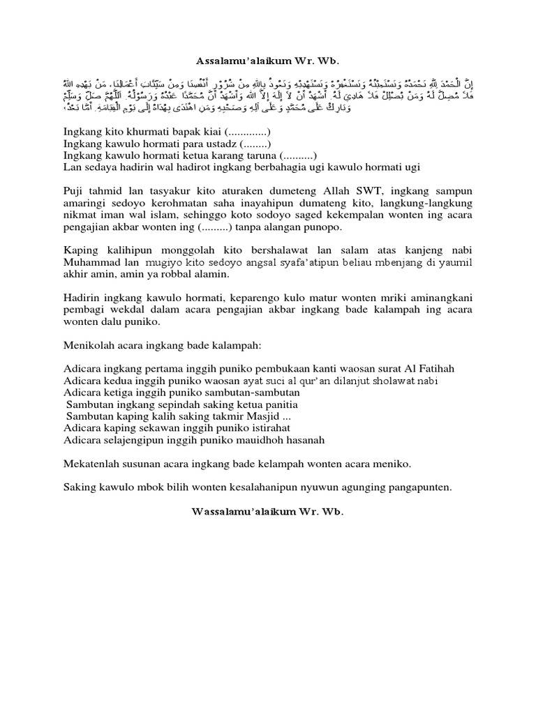 Contoh Contoh Pranatacara Bahasa Jawa Karang Taruna - filtrujillo.com