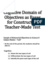 Cognitive Domain of Objectives As Bases For Constructing Teacher-Made Test