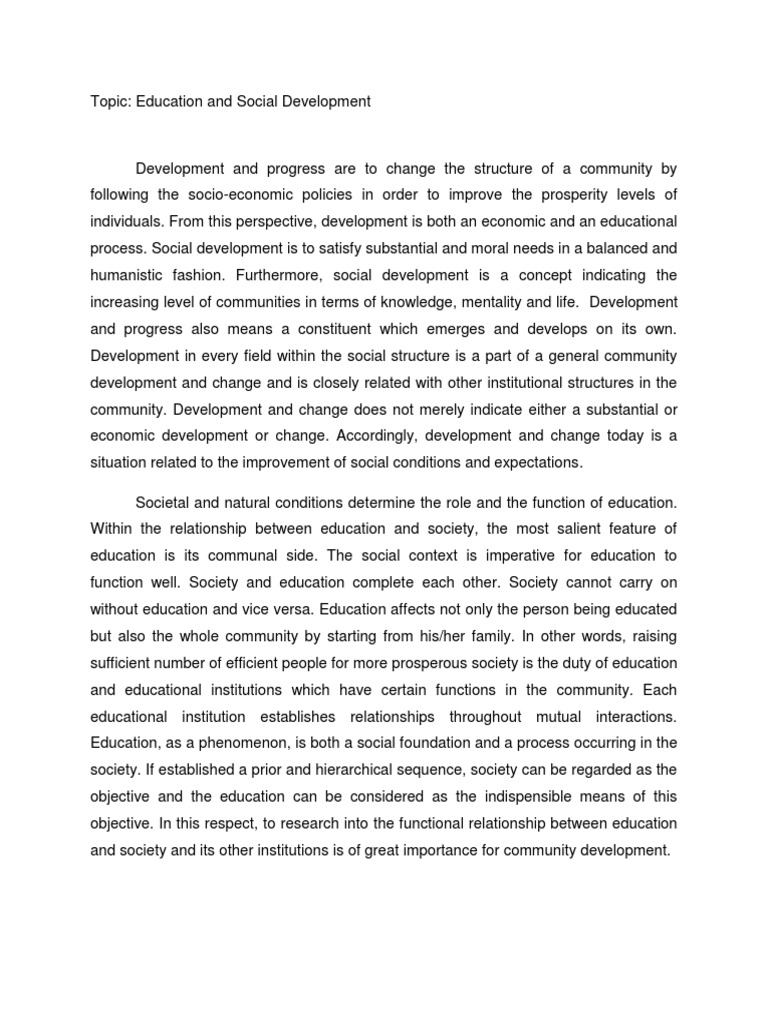 Education and Social Development | PDF