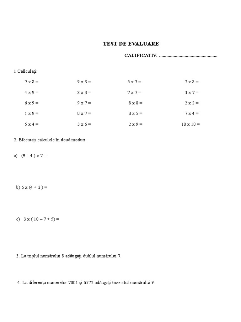 Tabla Inmultirii | PDF