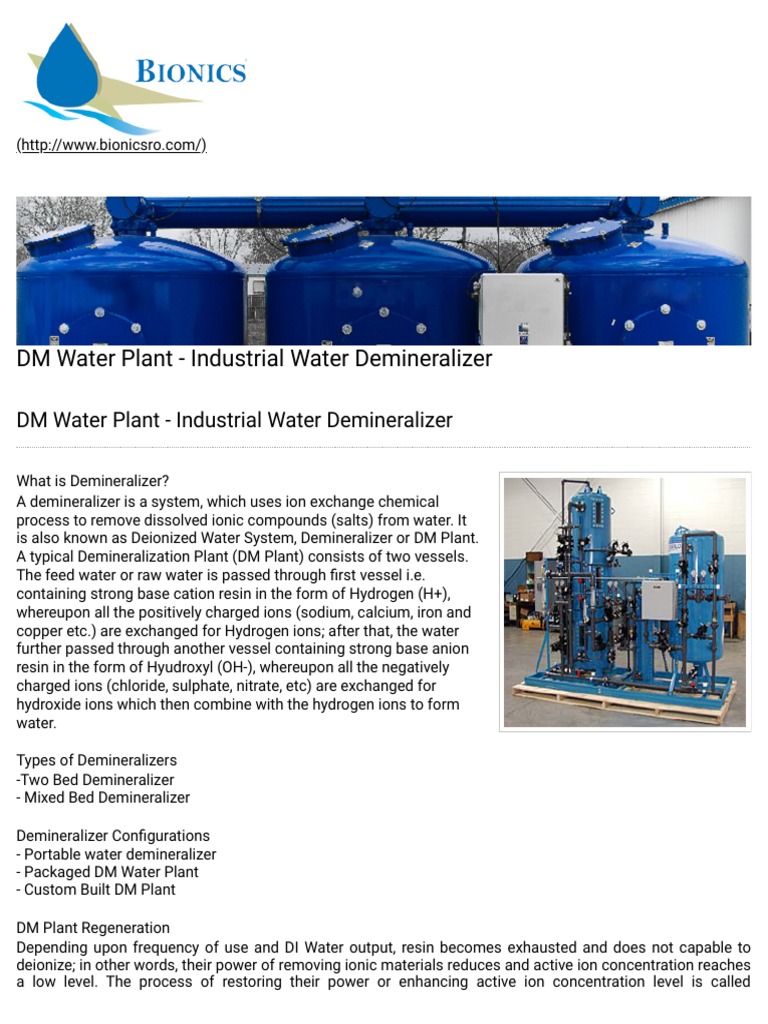 DM Water Plant - Industrial Water Demineralizer | Hydroxide | Ion Exchange