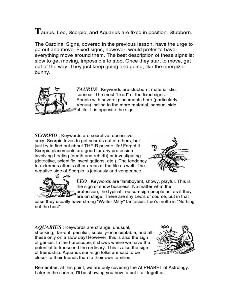 Taurus:: Keywords Are Stubborn, Materialistic | PDF | Self-Improvement