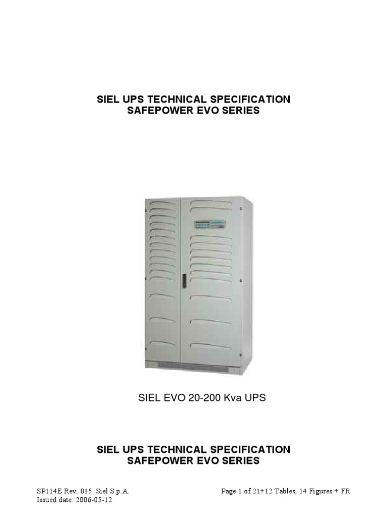 Siel Evo Ups 20 200KVA | PDF | Power Inverter | Rectifier