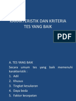 Karakteristik Dan Kriteria Tes Yang Baik