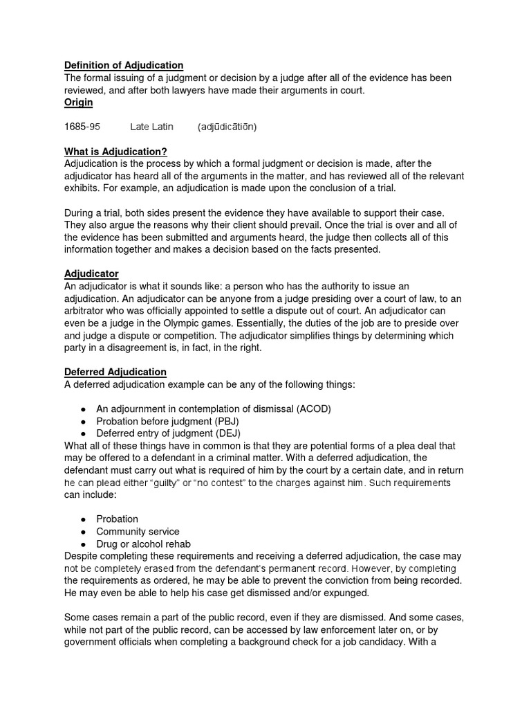 Definition of Adjudication | PDF | Arbitration | Judgment (Law)