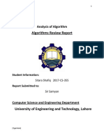 Algorithms Review Report: Analysis of Algorithm