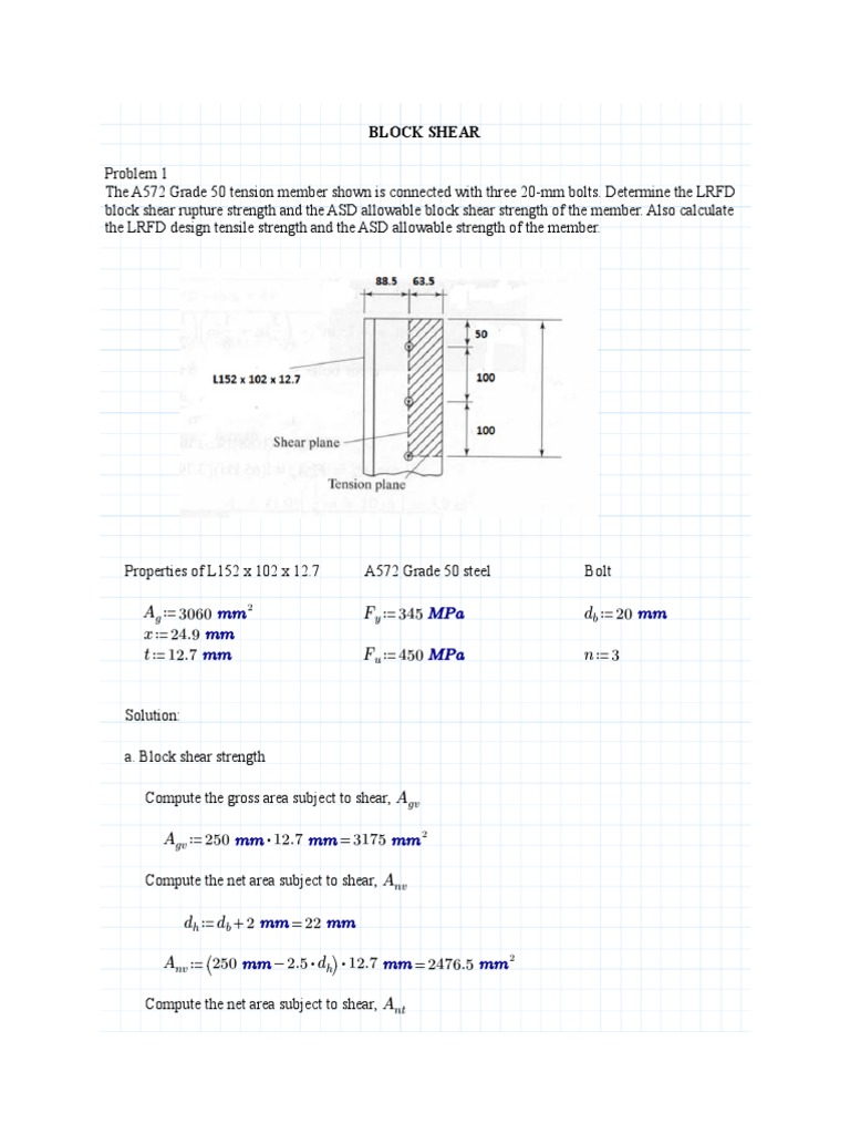 Block Shear Screw Classical Mechanics