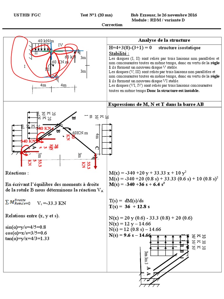 Analyse de la structure RDM Isostatique | PDF | Mécanique | Ingénierie ...