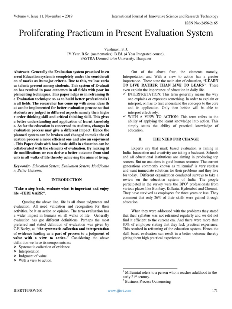 Reforming Education Evaluation Methods | PDF | Evaluation | Expert